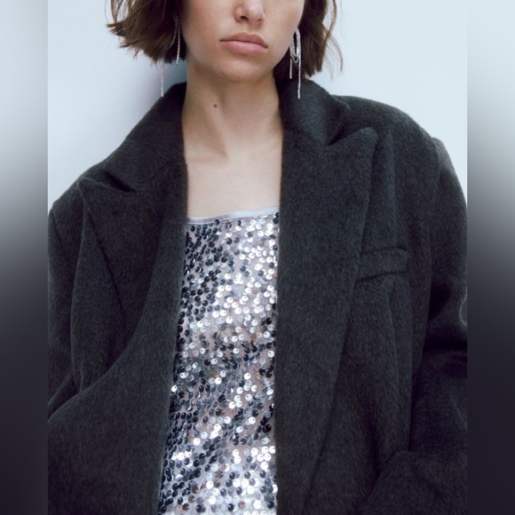 H&M Divided Oversized Double Breasted Gray Blazer SZ M NEW - Picture 2 of 5